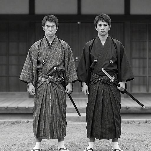 Two Samurai in Traditional Japanese Setting