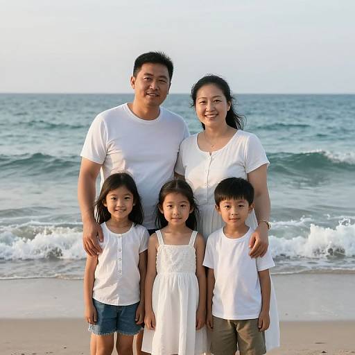 Joyful Family Bond by the Ocean