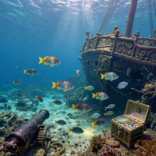 Monet-Inspired Underwater Shipwreck Scene