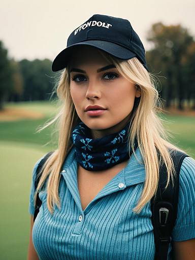 Blonde Woman in Golf Outfit
