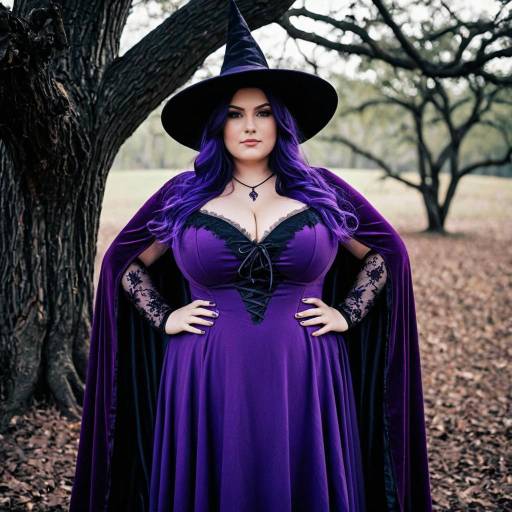 Plus Size Woman in Purple Witch Costume