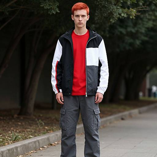 Red-Haired Male Model on Sidewalk