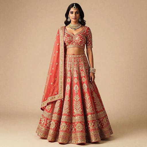Kalamkari Coral Lehenga Fashion