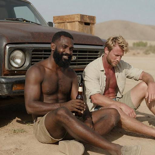 Desert Portrait of Friendship and Relaxation