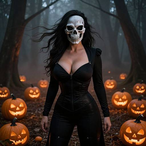 Mysterious Woman in Skull Mask