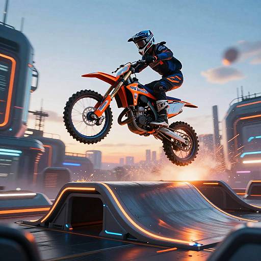 Futuristic Neon Motocross Jump