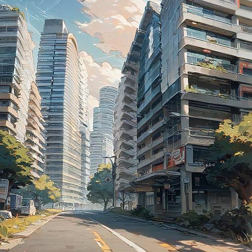 Low-Angle Anime Second-Story Apartment Exterior