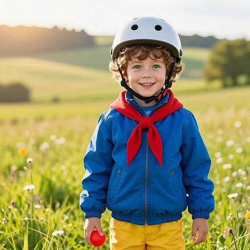 Confident Boy in Sunny Meadow