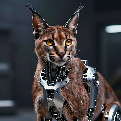 Futuristic Robotic Caracal with Cybernetic Body