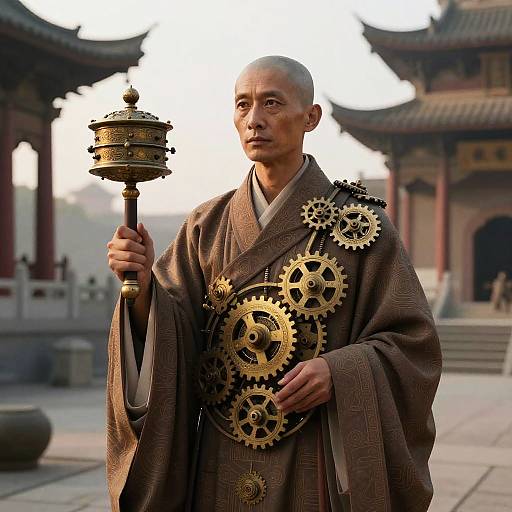 Ancient Clockwork Monk Portrait