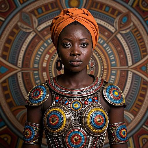 Regal African Woman in Psychedelic Armor