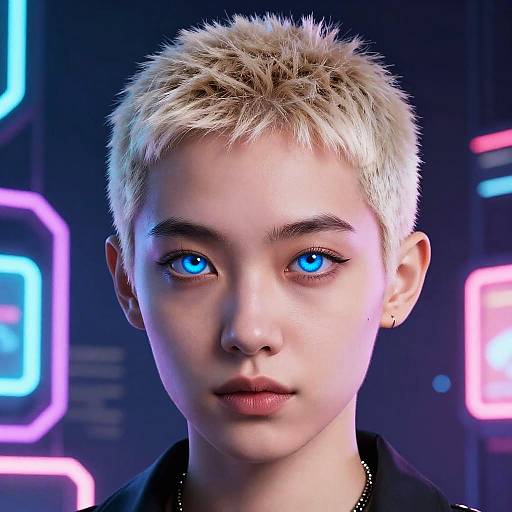 Cyberpunk Platinum Blonde Buzz Cut