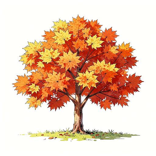 Minimalistic Vibrant Maple Tree Landscape