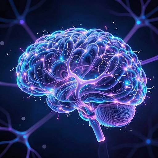 Glowing Neural Network in Futuristic Brain