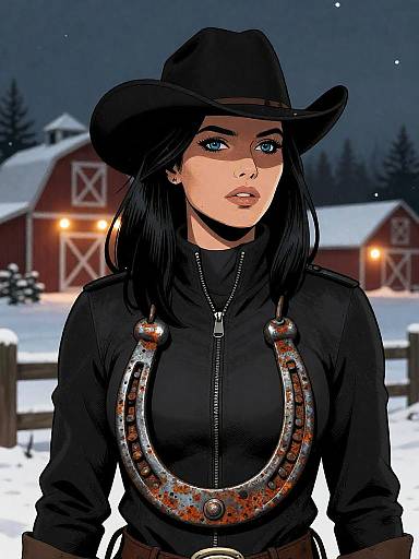 Tough Rancher Girl in Snowstorm