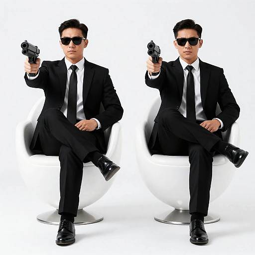 Intense Duo in Futuristic Black Attire