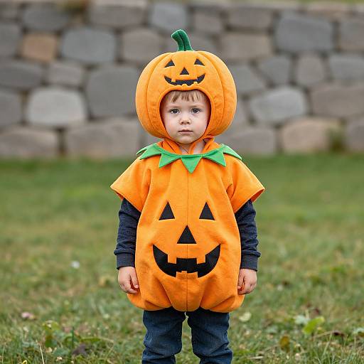 Toddler in Pumpkin Halloween Costume