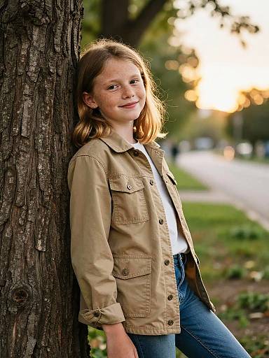 Freckled Girl Park Portrait at Sunset