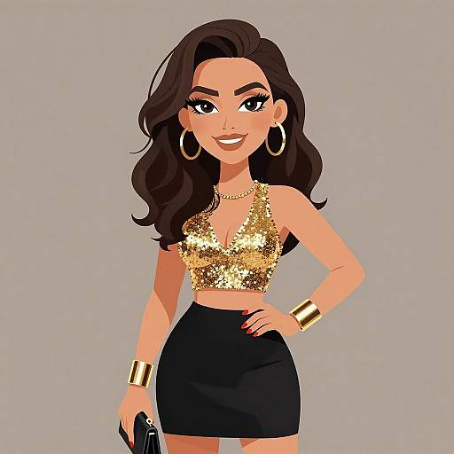 Glam Rock Woman in Gold Crop Top