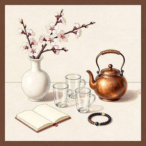 Elegant Still Life Ink Illustration