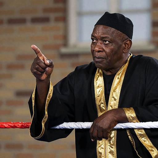 Elderly African Man in Wrestling Scene