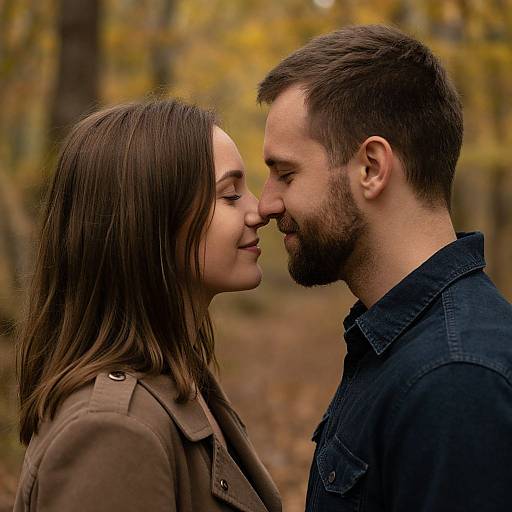 Romantic Couple in Golden Forest