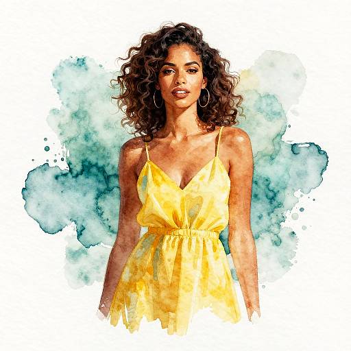 Watercolor Portrait of Caribbean Woman