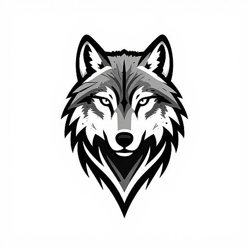 Minimalist Symmetrical Wolf Tattoo