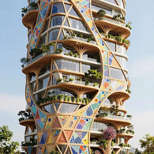 Visionary Eco-Friendly Skyscraper with Mosaic Facade