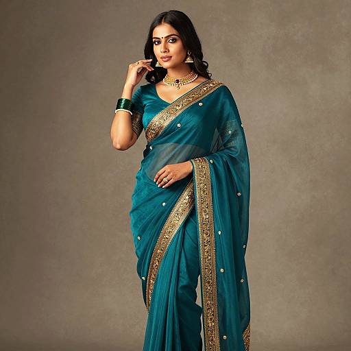 Graceful Woman in Teal Ghagra Saree