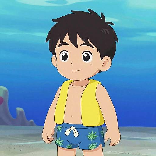 Cheerful Hawaiian Boy Cartoon