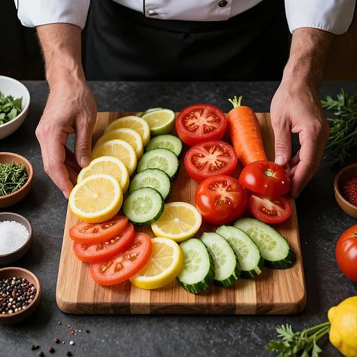 Top-Down Chef Preparing Fresh Ingredients