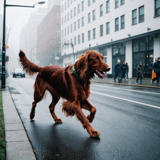 Irish Setter Running on City Street