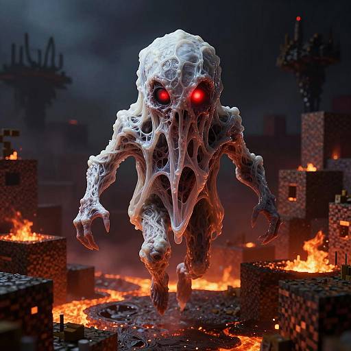 Realistic Menacing Minecraft Ghast