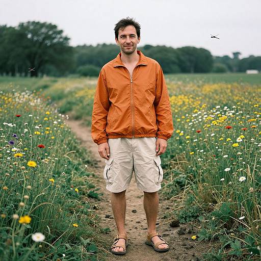 Man in Nature with Instant Film Style