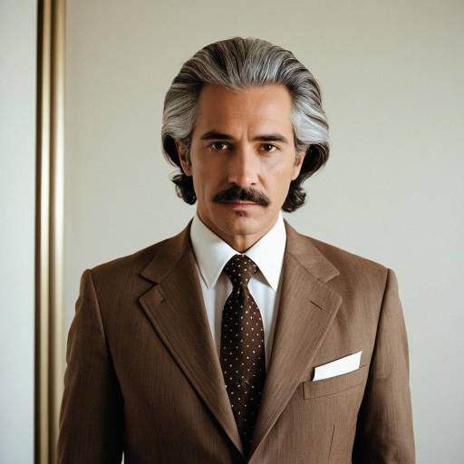 Middle-aged Man in 1970s Brown Suit with Mustache