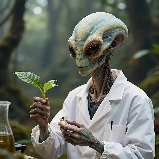 Ultra-Detailed Alien Botanist Portrait