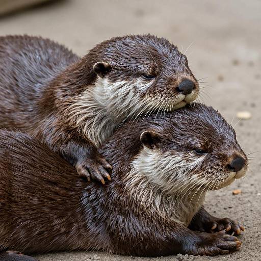 Close-Up of Sleeping Otters Together