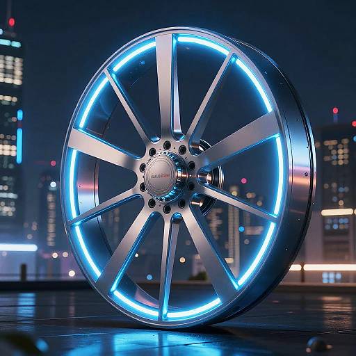 Futuristic Neon Blue Wheel Design