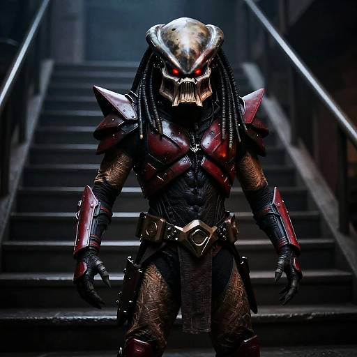 Menacing Predator on Dark Industrial Stairs