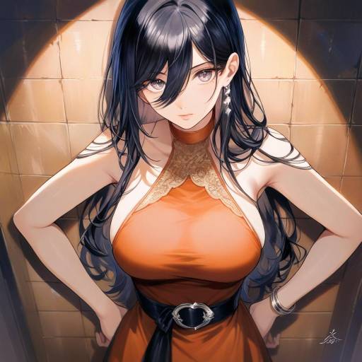 Stylish Girl in Orange Dress Charm