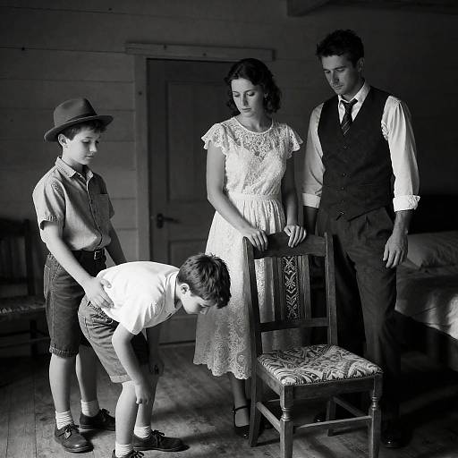 Vintage Black-and-White Family Portrait