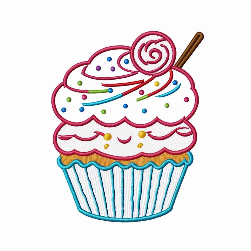 Playful Embroidered Cupcake Logo Design