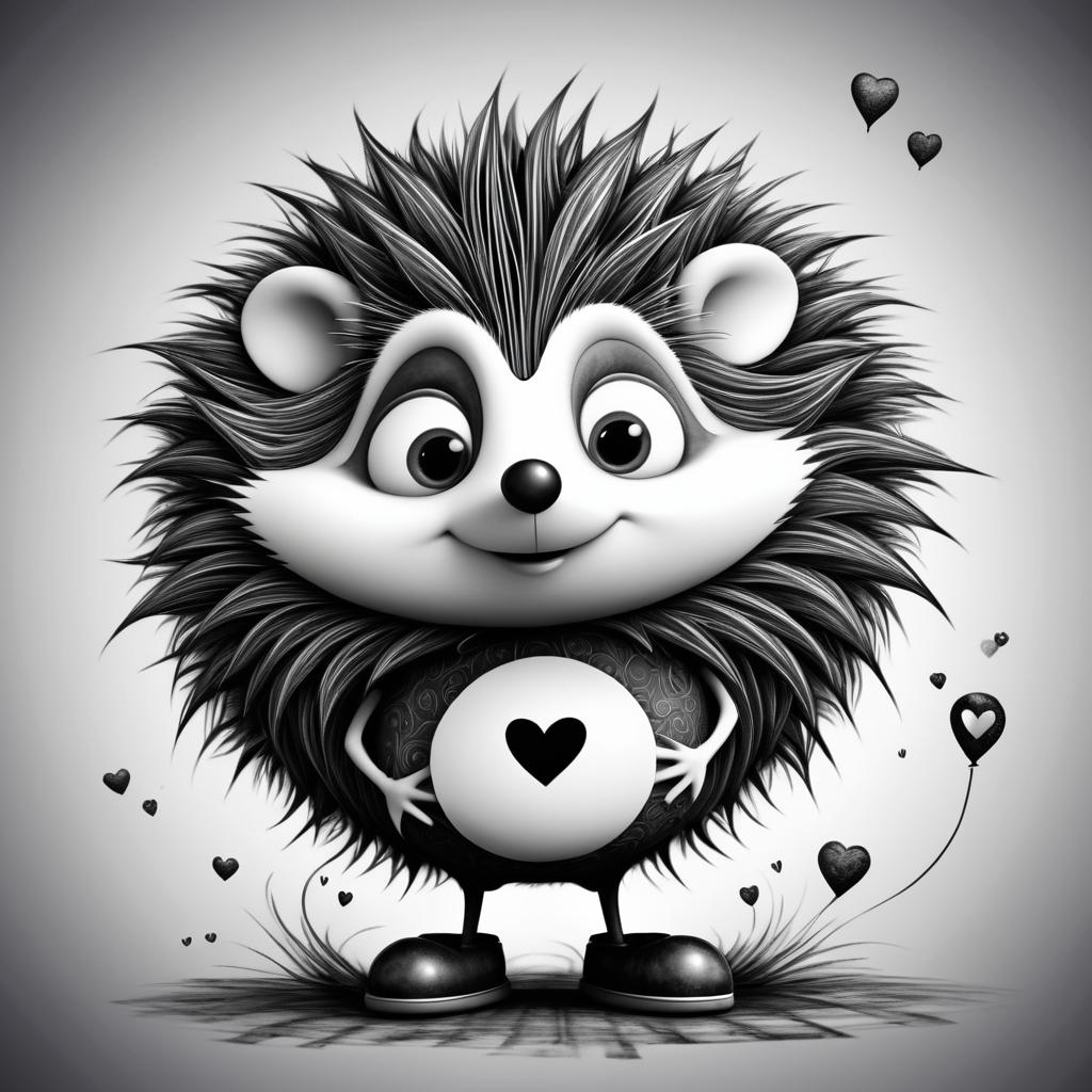 Whimsical Hedgehog of Love in Burton Style