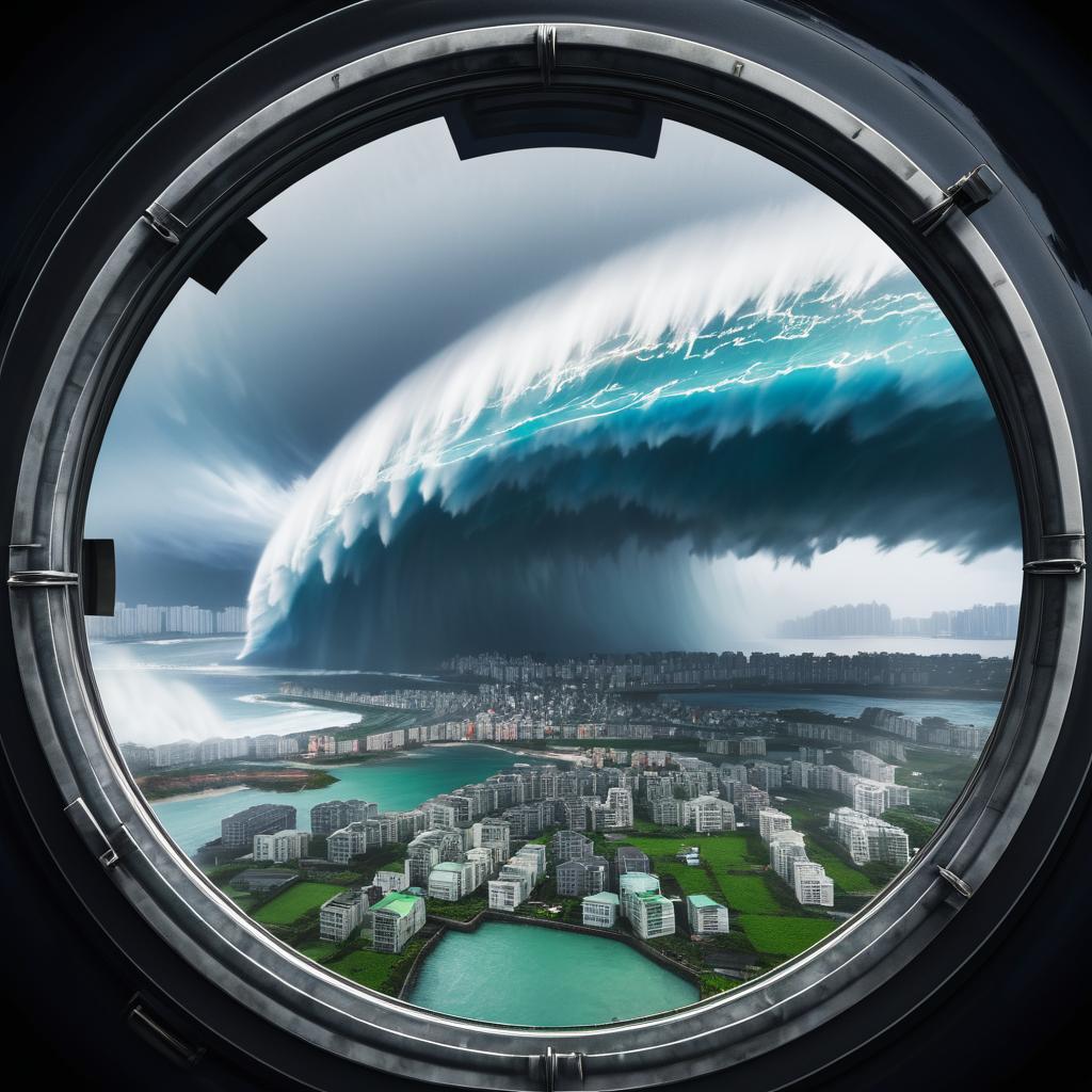 Typhoon Fury Through a Porthole View