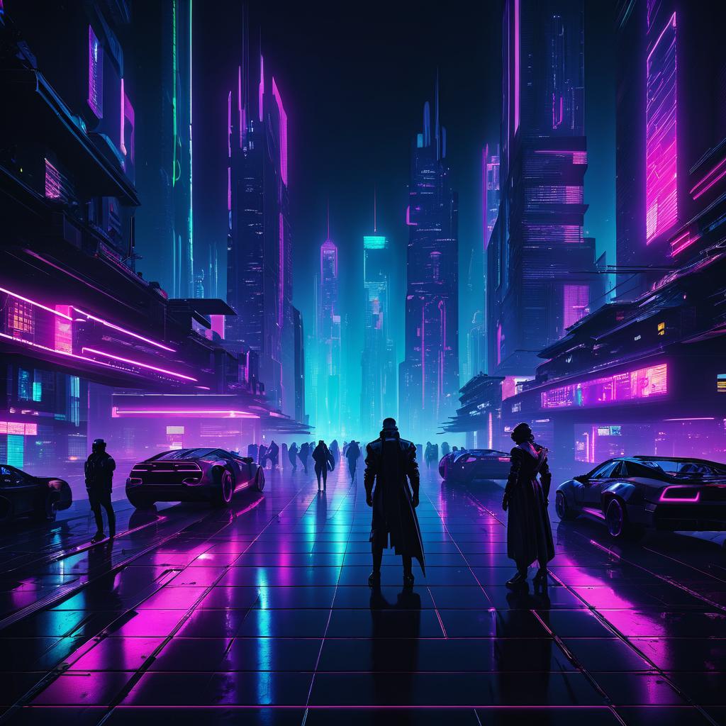 Vibrant Cyberpunk Night Cityscape