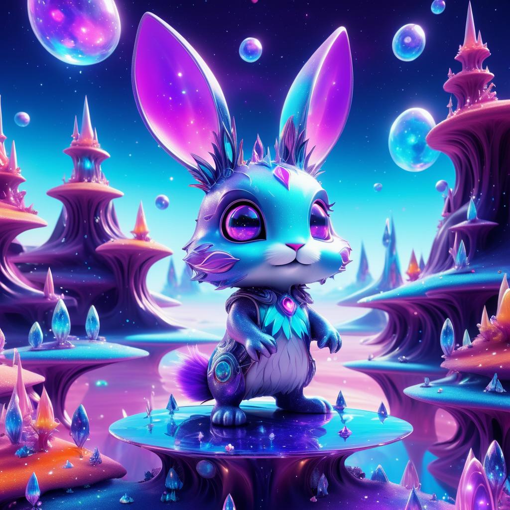 Adorable Alien Rabbit in Surreal Landscape