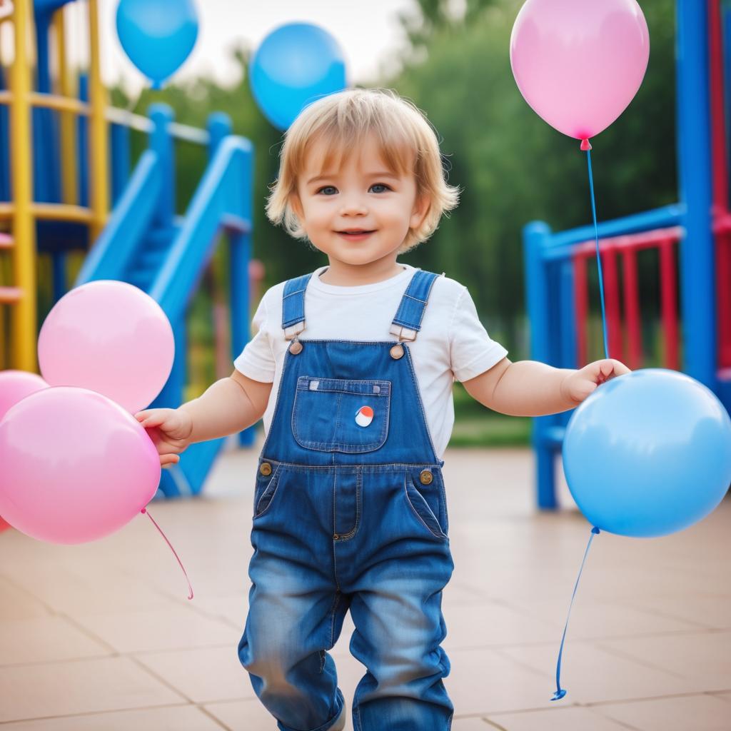 Joyful Caucasian Boy at Playground Party