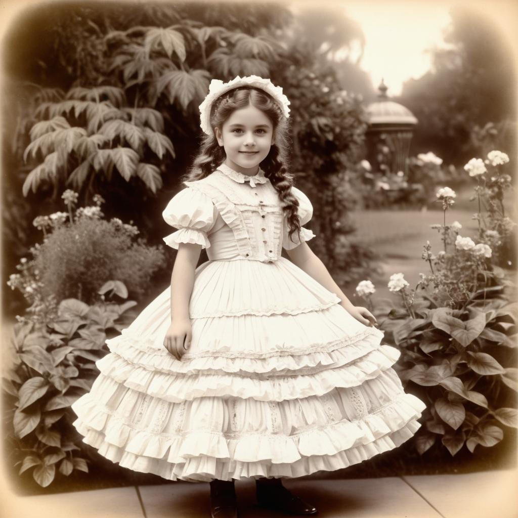 Victorian Girl in Garden Cabinet Card