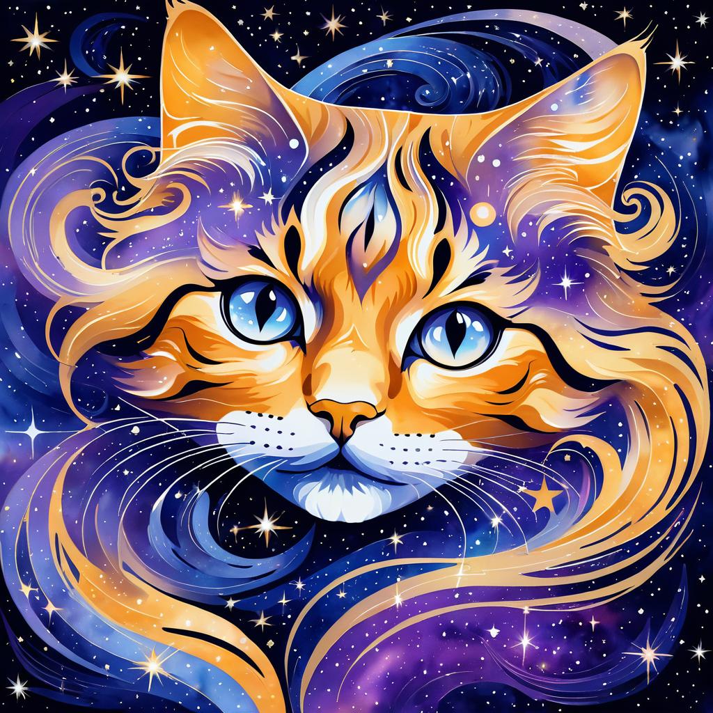 Galactic Cat Portrait in Surreal Style